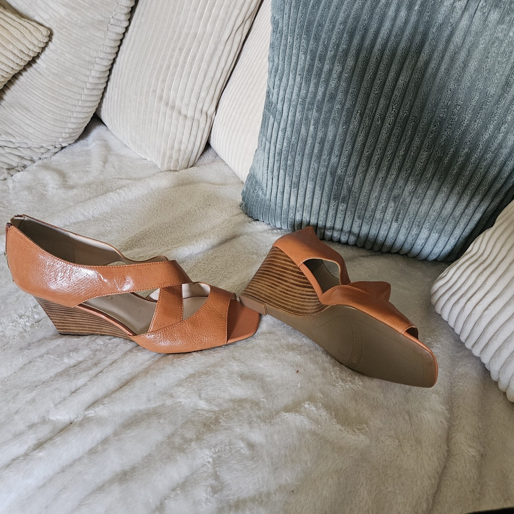 Nine West Orange Wedge Sandals